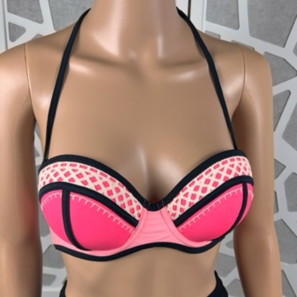 Pink California Waves Pink Bikini Top Padded Can Be Strapless - Picture 1 of 6